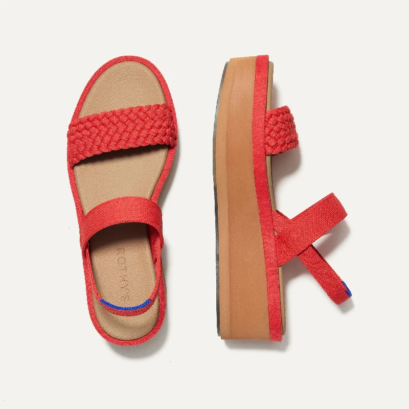 The Lightweight Wedge Sandal - Red Hot Woven