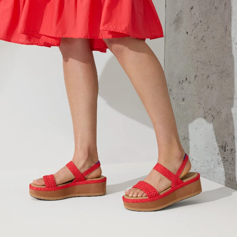 The Lightweight Wedge Sandal - Red Hot Woven