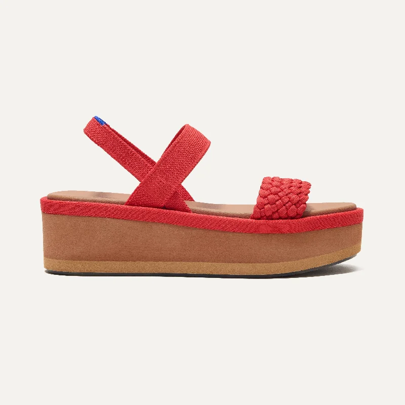 The Lightweight Wedge Sandal - Red Hot Woven