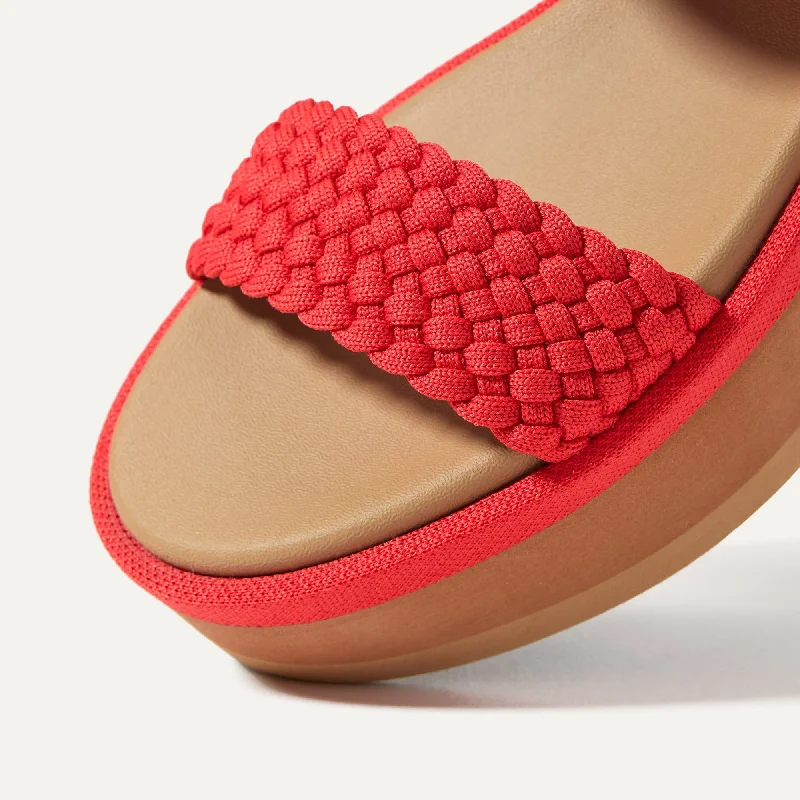 The Lightweight Wedge Sandal - Red Hot Woven