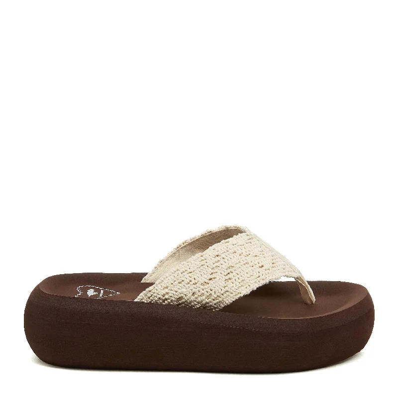 Sandy Natural Crochet Platform Flip Flop