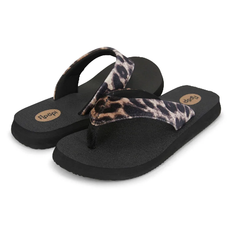 Women's Ella Yoga Mat Animal Print Velour Flip Flop