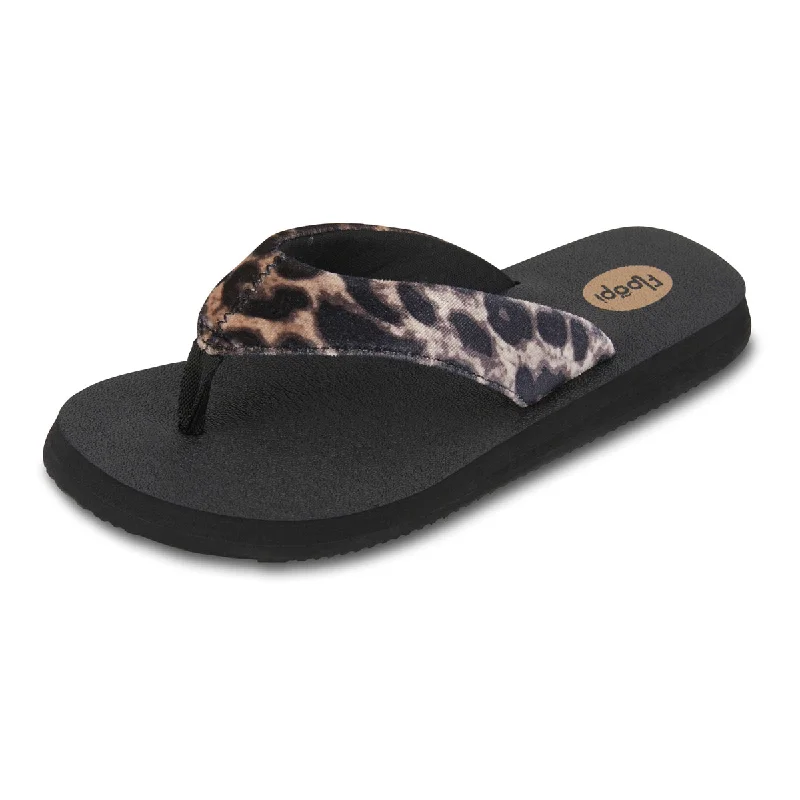 Women's Ella Yoga Mat Animal Print Velour Flip Flop