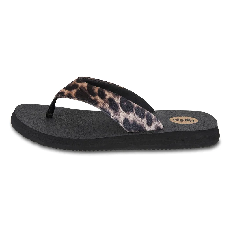 Women's Ella Yoga Mat Animal Print Velour Flip Flop