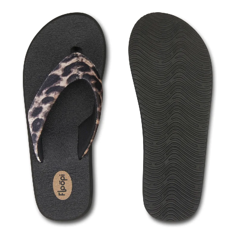 Women's Ella Yoga Mat Animal Print Velour Flip Flop