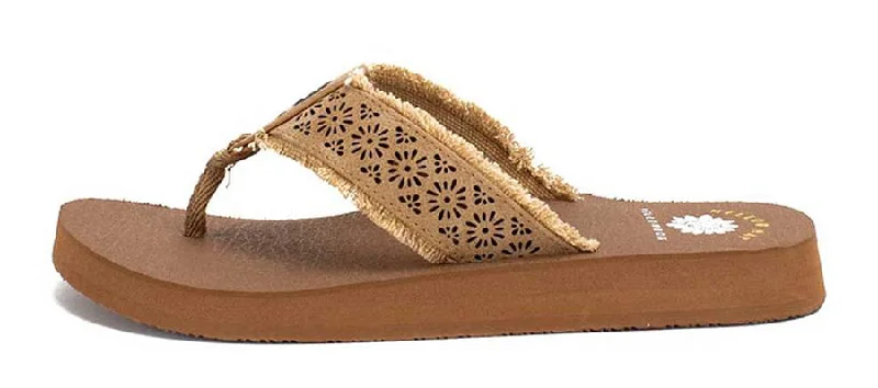 Yellow Box | NERISA Laser Cut Pattern with Fringe Flip Flops (EVA Sole)