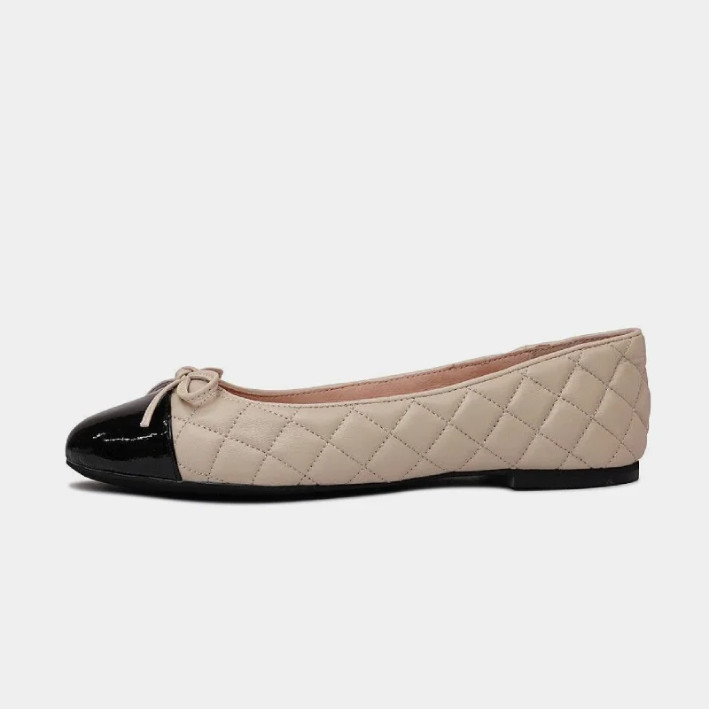 Belie Black Patent/ Cream Leather Ballet Flats