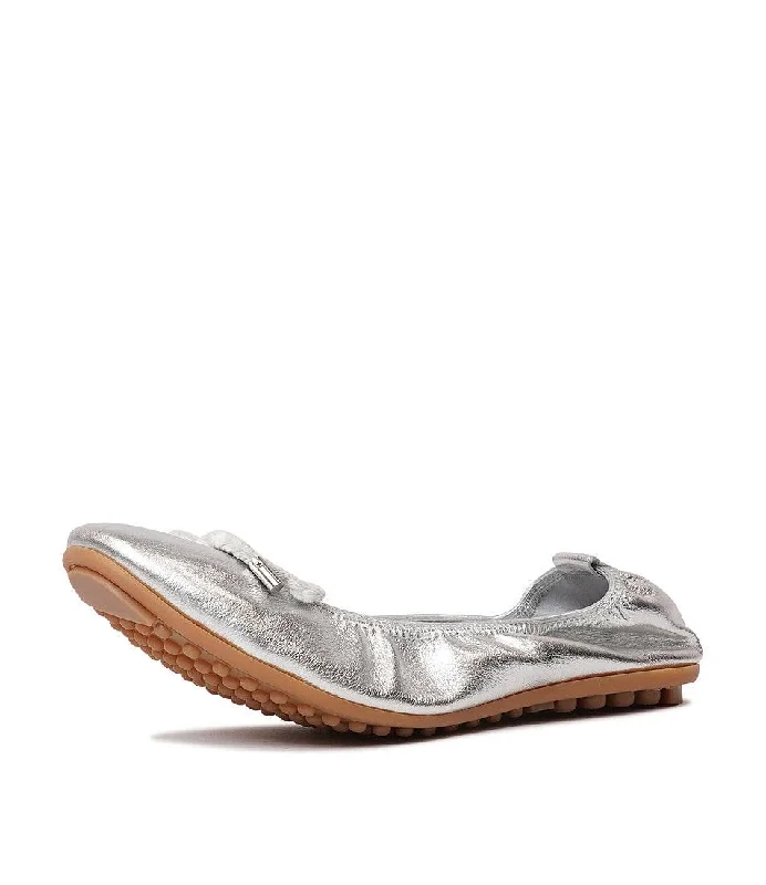 Beyond Silver Leather Ballet Flats