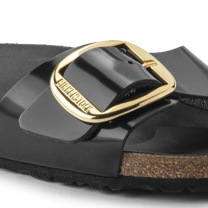 Birkenstock Women's Madrid Big Buckle High Shine Black Leather