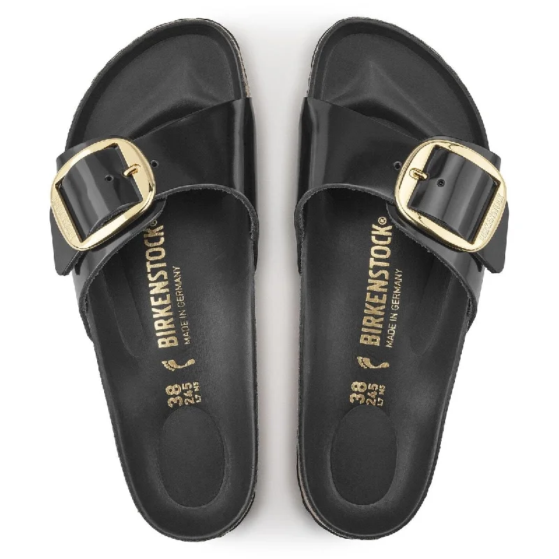 Birkenstock Women's Madrid Big Buckle High Shine Black Leather