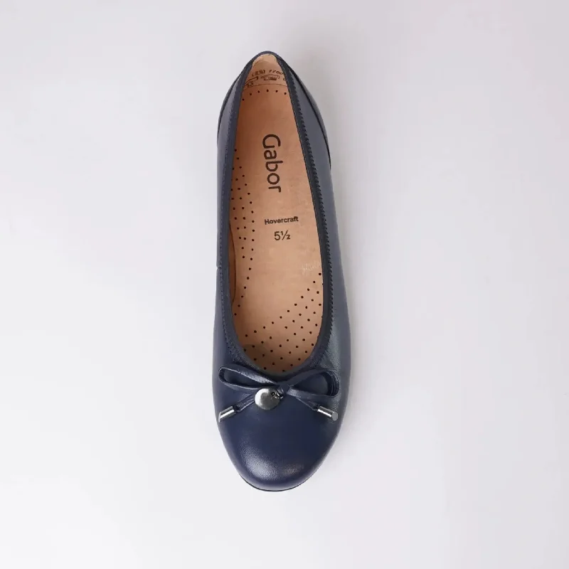 Erna Navy Leather Ballet Flats