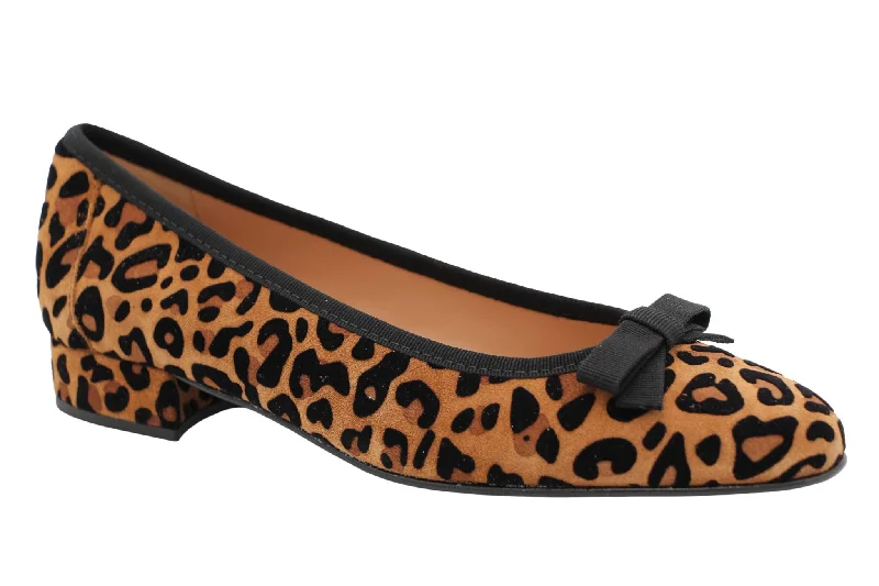 Fabucci Leopard Print Ballet Flat Black Bow