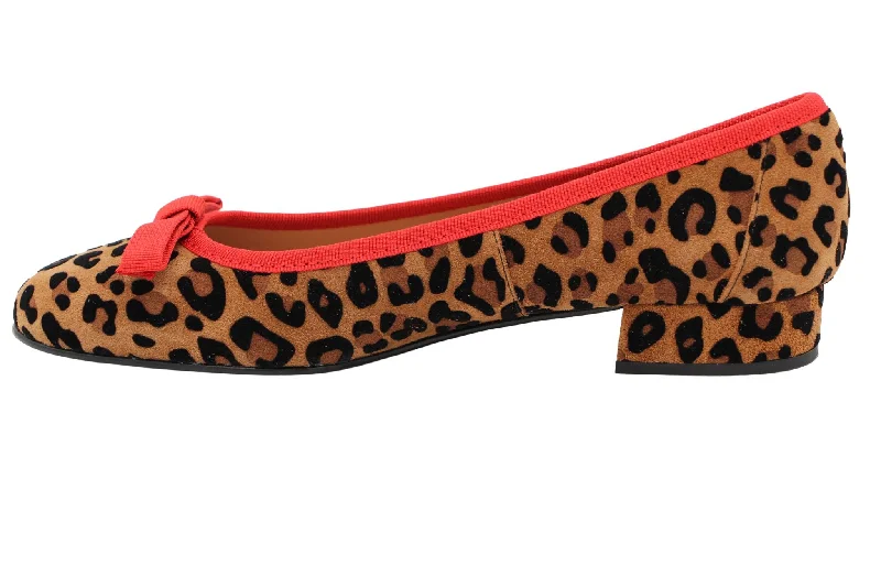 Fabucci Leopard Print Ballet Flat with Red Bow