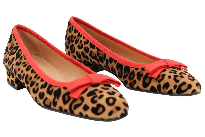 Fabucci Leopard Print Ballet Flat with Red Bow