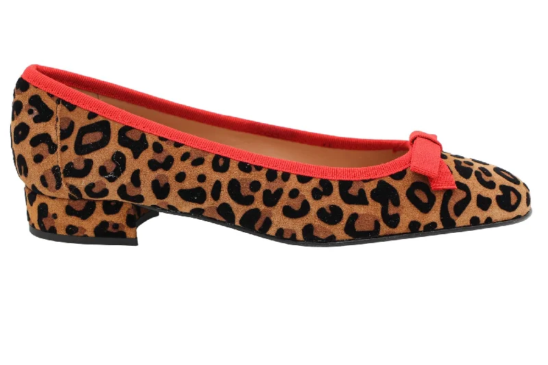 Fabucci Leopard Print Ballet Flat with Red Bow