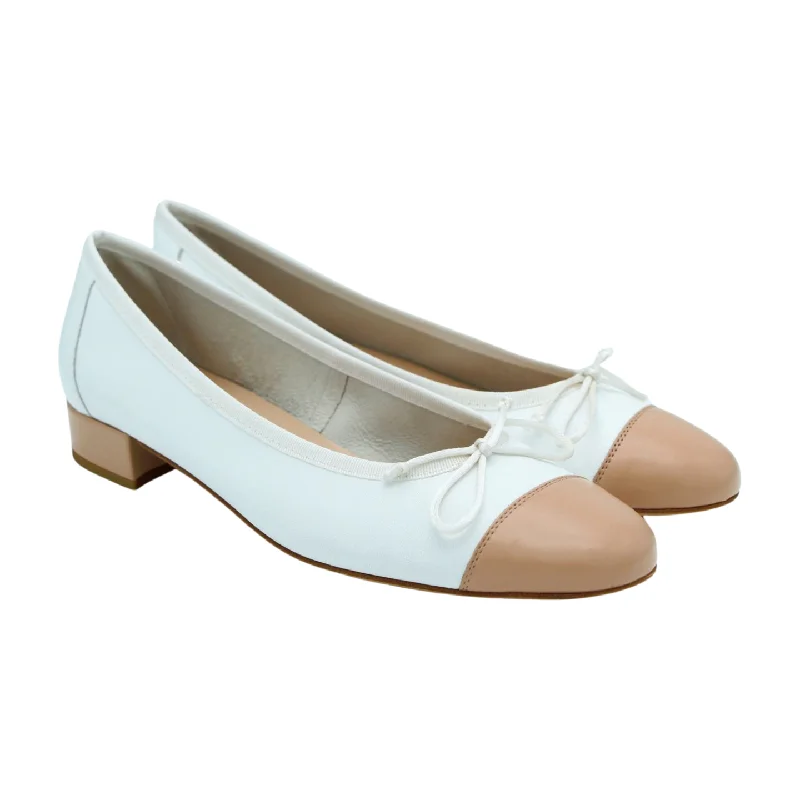 FABUCCI  White & Camel leather Ballet Flat