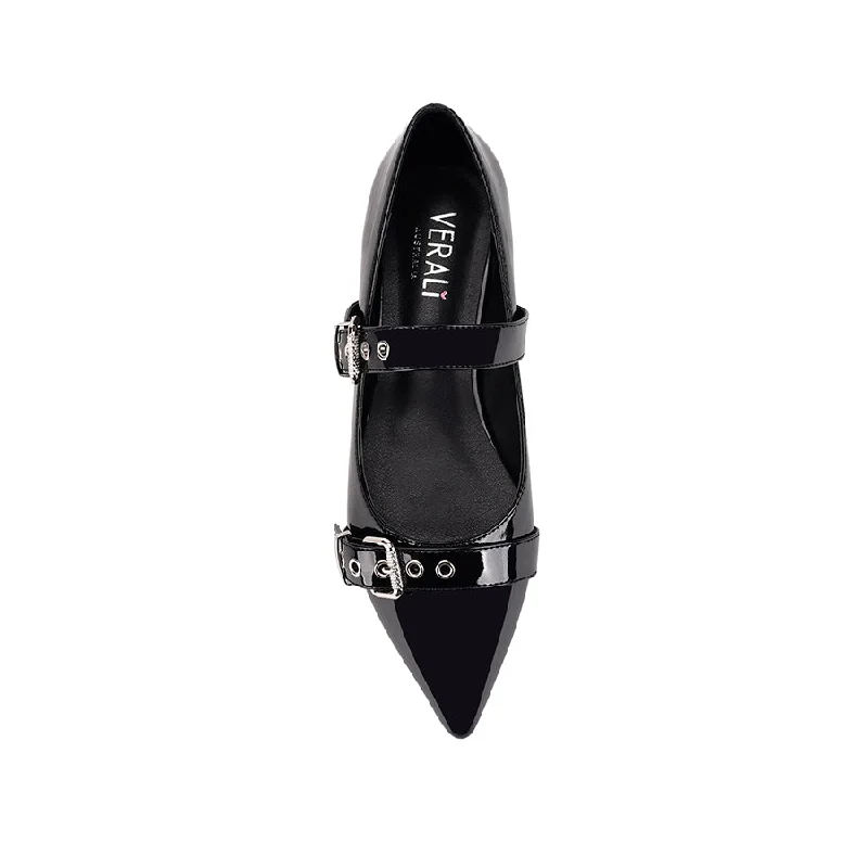 Ianna Buckle Flats - Black Patent