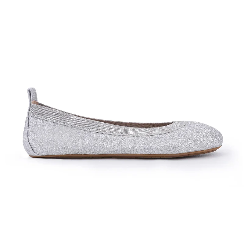 Miss Samara Ballet Flat in Silver Glitter - Kids