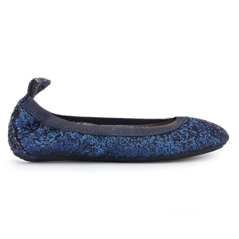 Miss Samara Ballet Flat in Navy Glitter - Kids