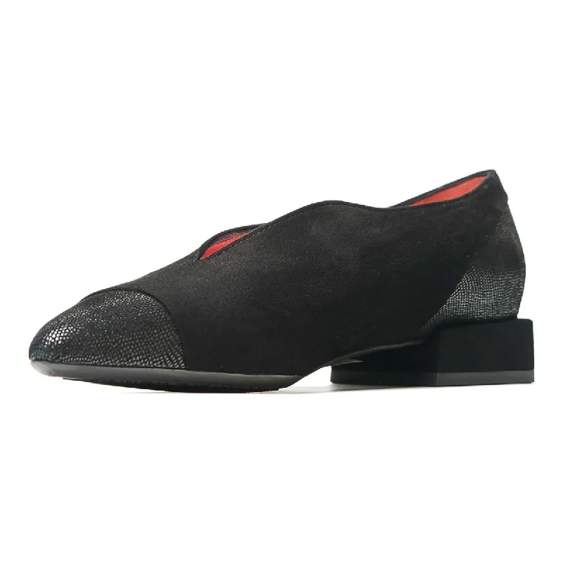 Pas De Rouge Women's Janet 4730 Black Suede/Lizard