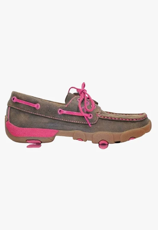 Twisted X Womens Pink Ribbon Lace Up Moc