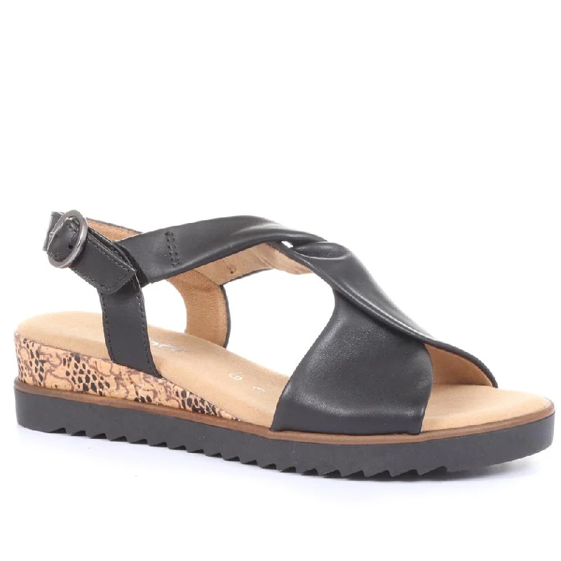 Rich Leather Twist-Front Sandals - GAB31514 / 317 898