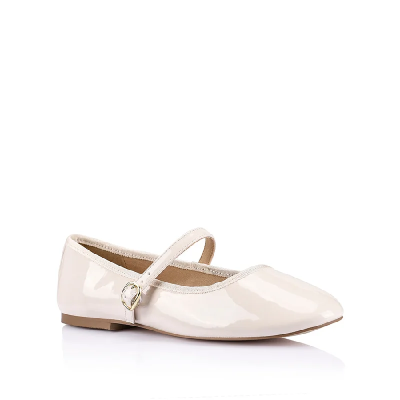 Bambi Mary-Jane Flats - Bone Patent