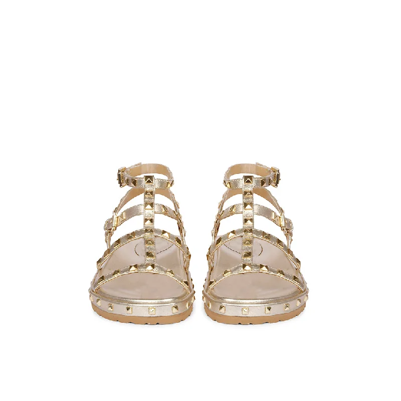 Alicia Studded Strappy Platin Leather Sandals