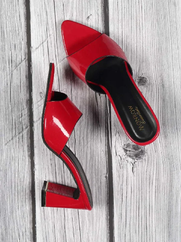 Blushy Red Block Heel