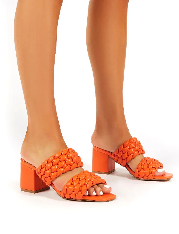 Chelsee Orange WF Block Heeled Mules