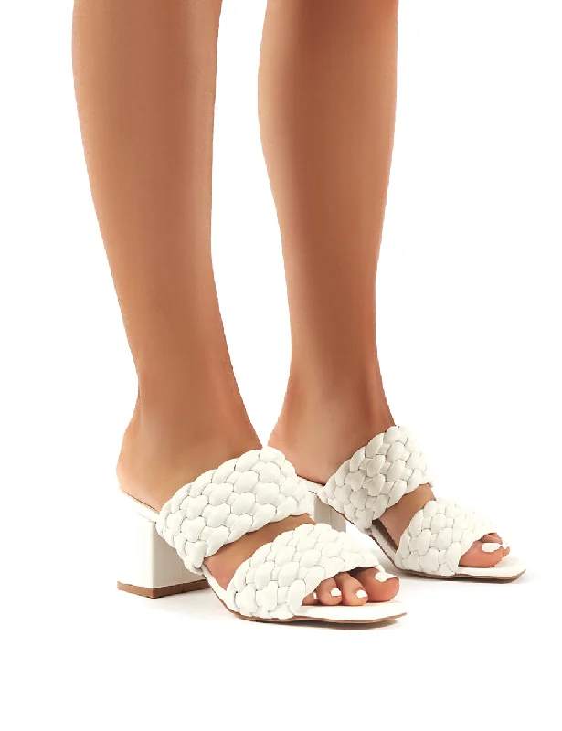 Chelsee WF White PU Block Heeled Mules