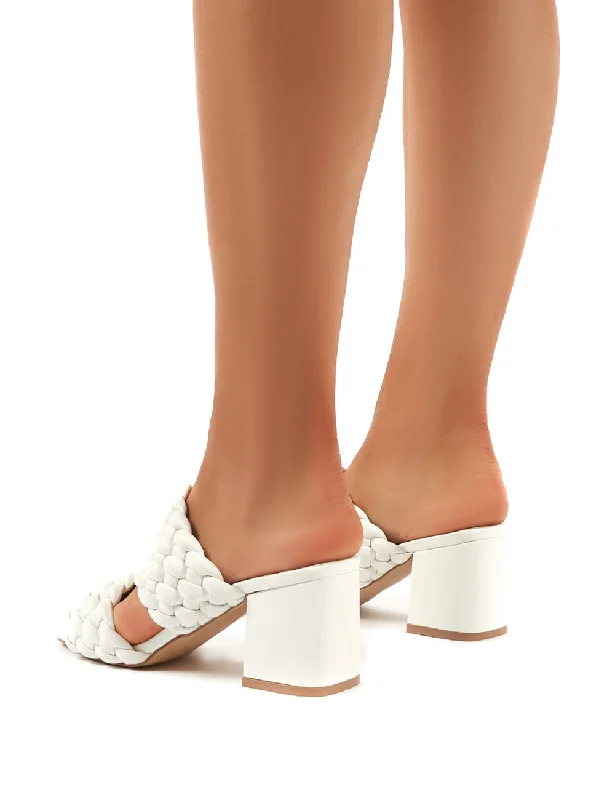 Chelsee WF White PU Block Heeled Mules