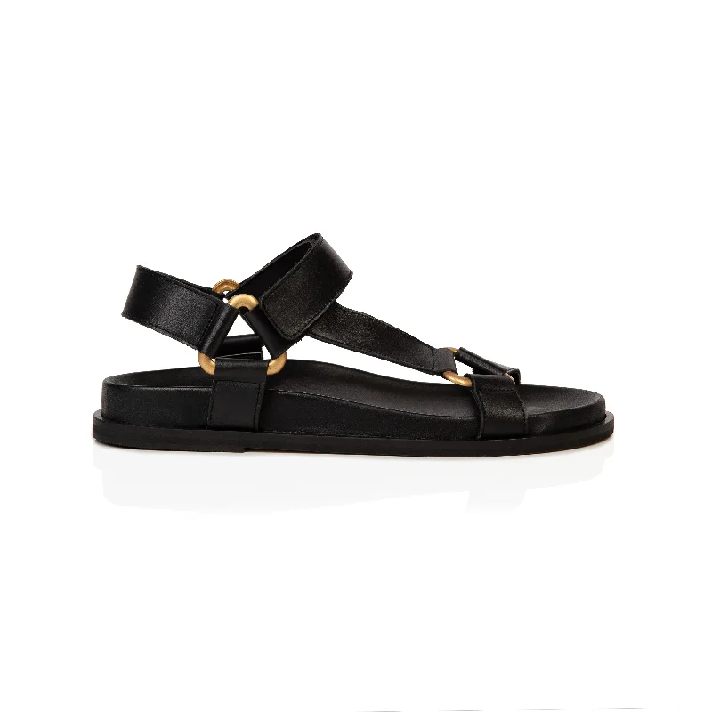 Cleo: Black Leather Sandals