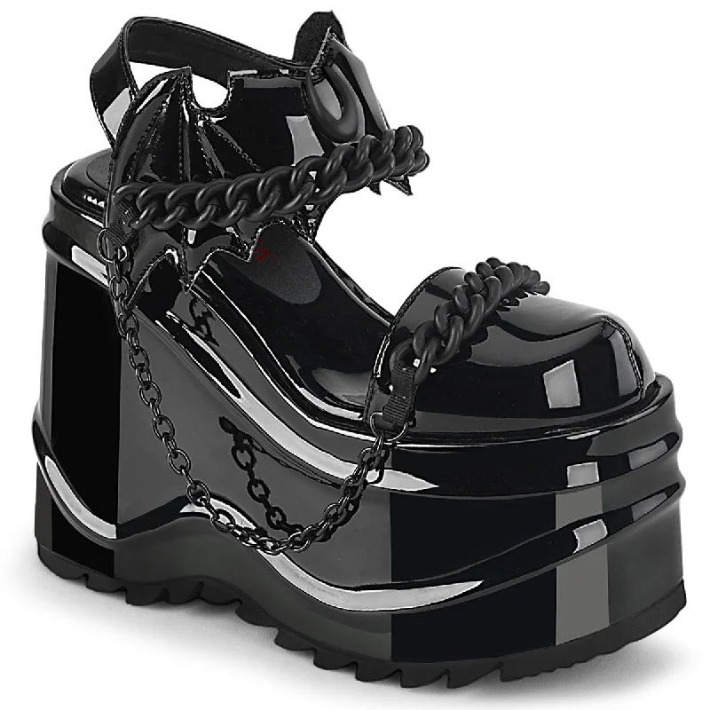 Demonia WAVE-20 | Black Patent Leather Sandals