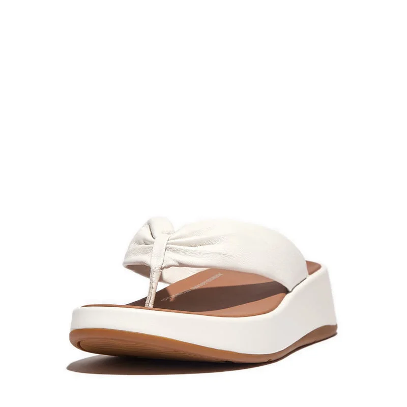 F-MODE LEATHER-TWIST FLATFORM TOE-POST SANDALS