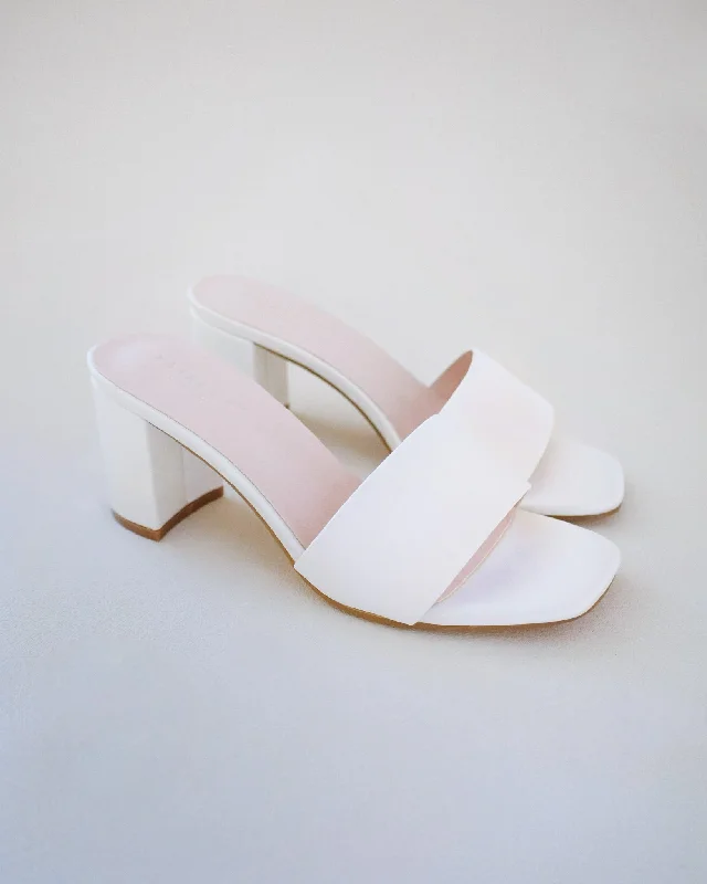 Satin Block Heels Slide Wedding Sandals