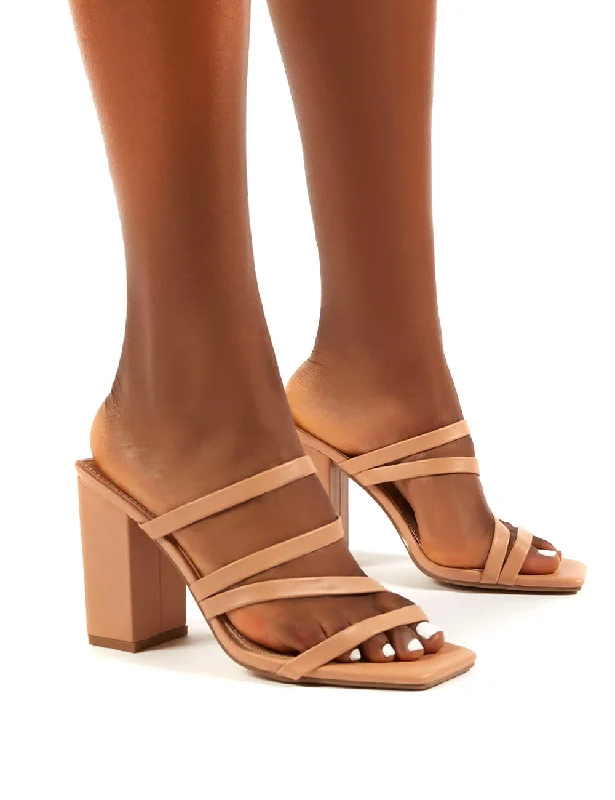 Kalia Nude Wide Fit Strappy Block Heel