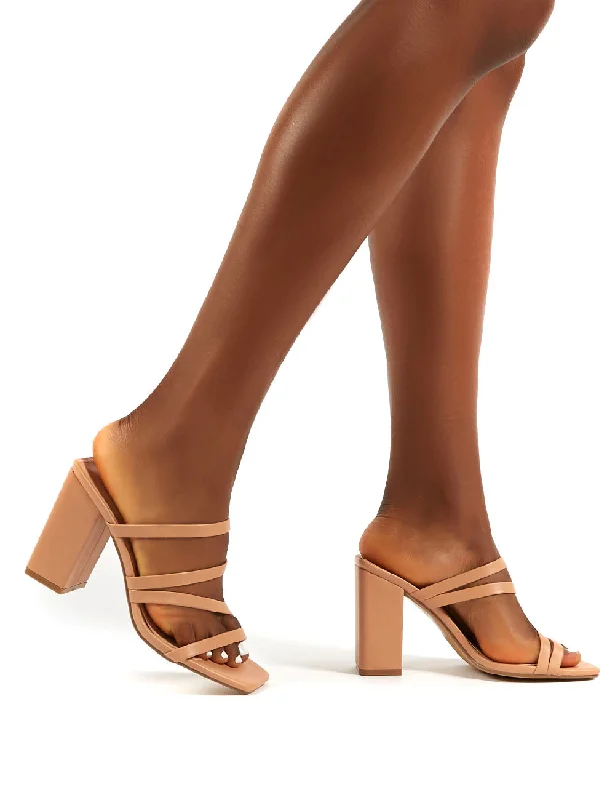 Kalia Nude Wide Fit Strappy Block Heel