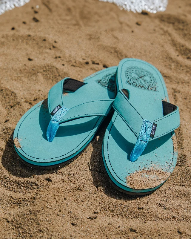 Leather Sandals -  Aqua & Black