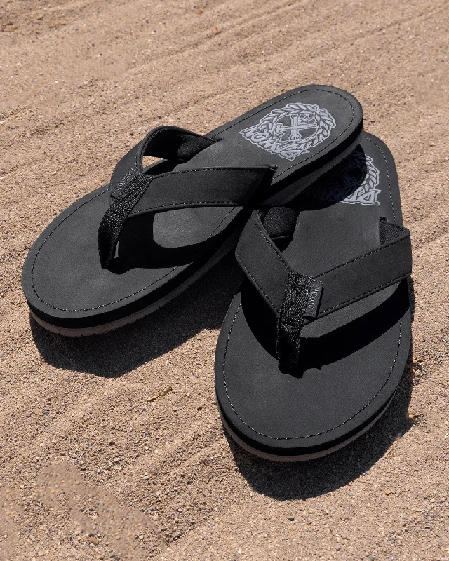 Leather Sandals -  Black & Gray