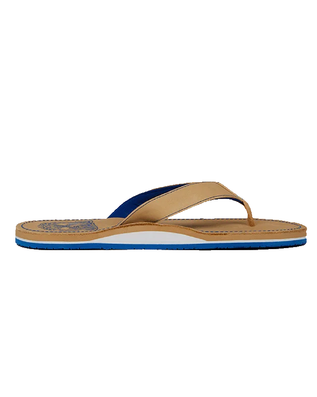 Leather Sandals - Tan & Blue