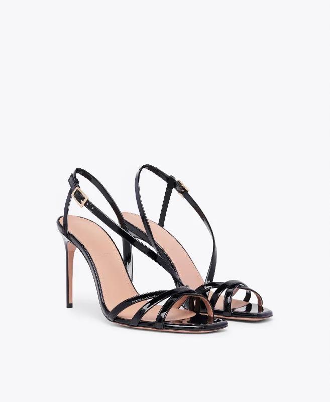 Luna 90 - Black Patent Leather Slingback Sandals