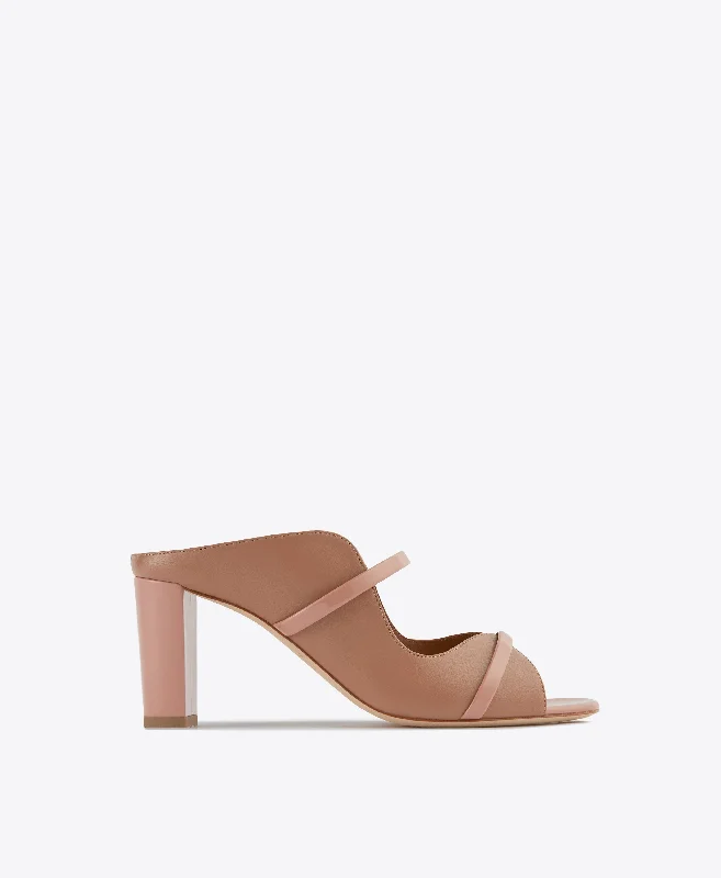 Norah 70 - Nude Leather Block Heel Mule