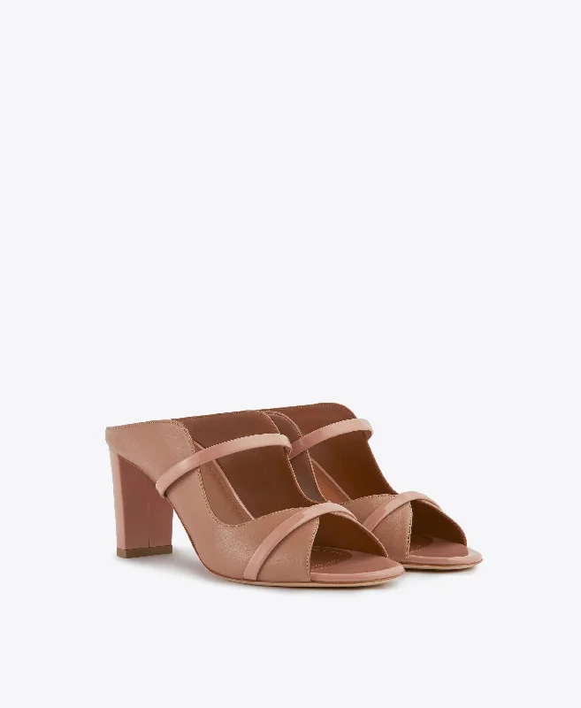 Norah 70 - Nude Leather Block Heel Mule