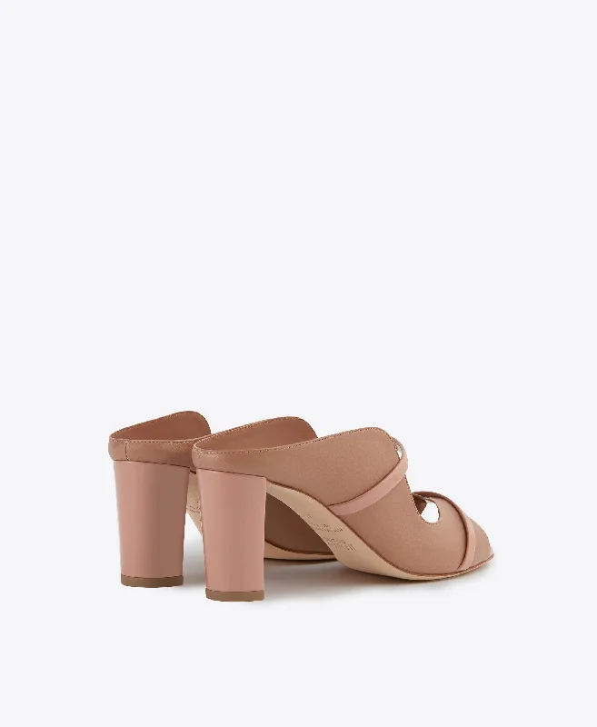 Norah 70 - Nude Leather Block Heel Mule