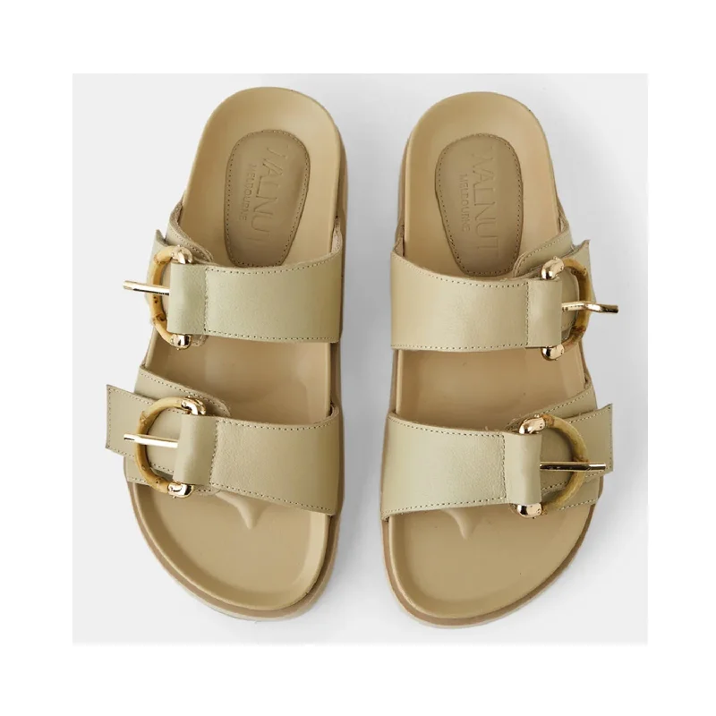 Shoe Mint Leather Slides - Camel