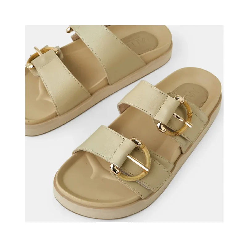 Shoe Mint Leather Slides - Camel