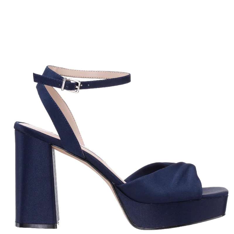 STACIE-NEW NAVY  SATIN BLOCK HIGH-HEEL PLATFORM SANDAL 