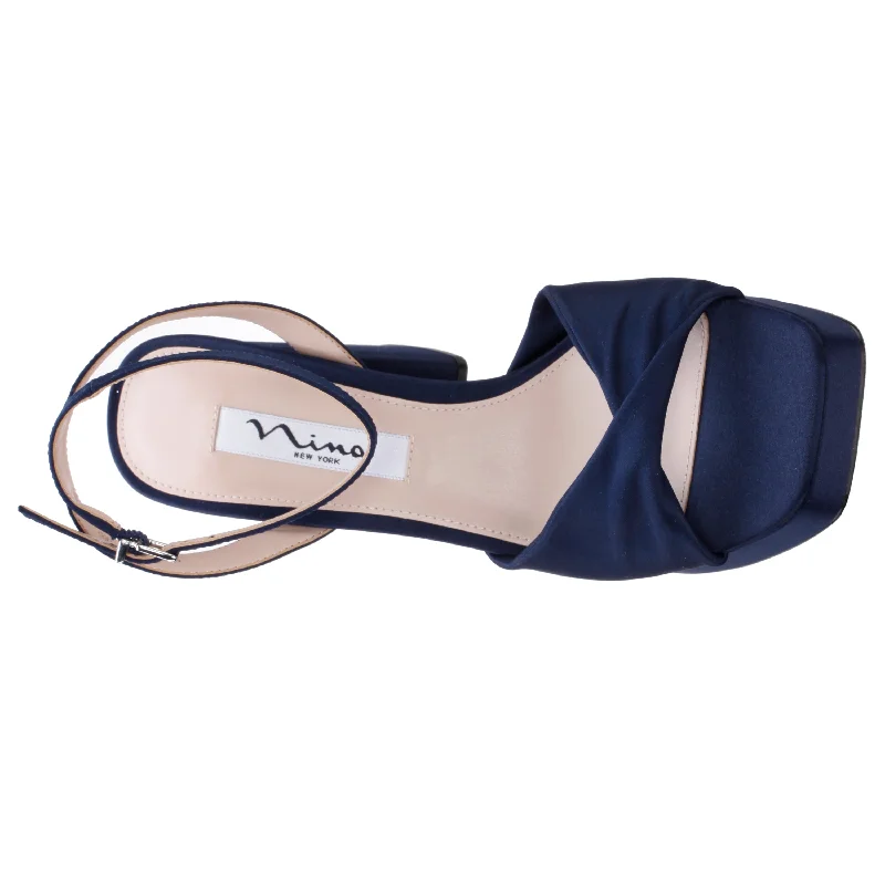 STACIE-NEW NAVY  SATIN BLOCK HIGH-HEEL PLATFORM SANDAL 