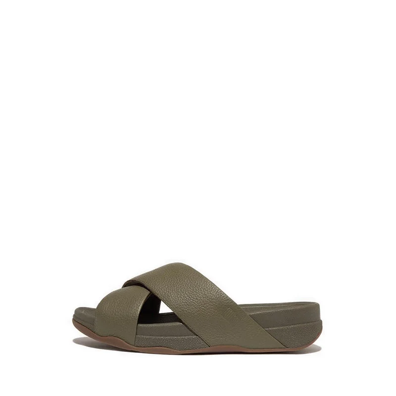 Surfer Mens Tumbled-Leather Cross Slides